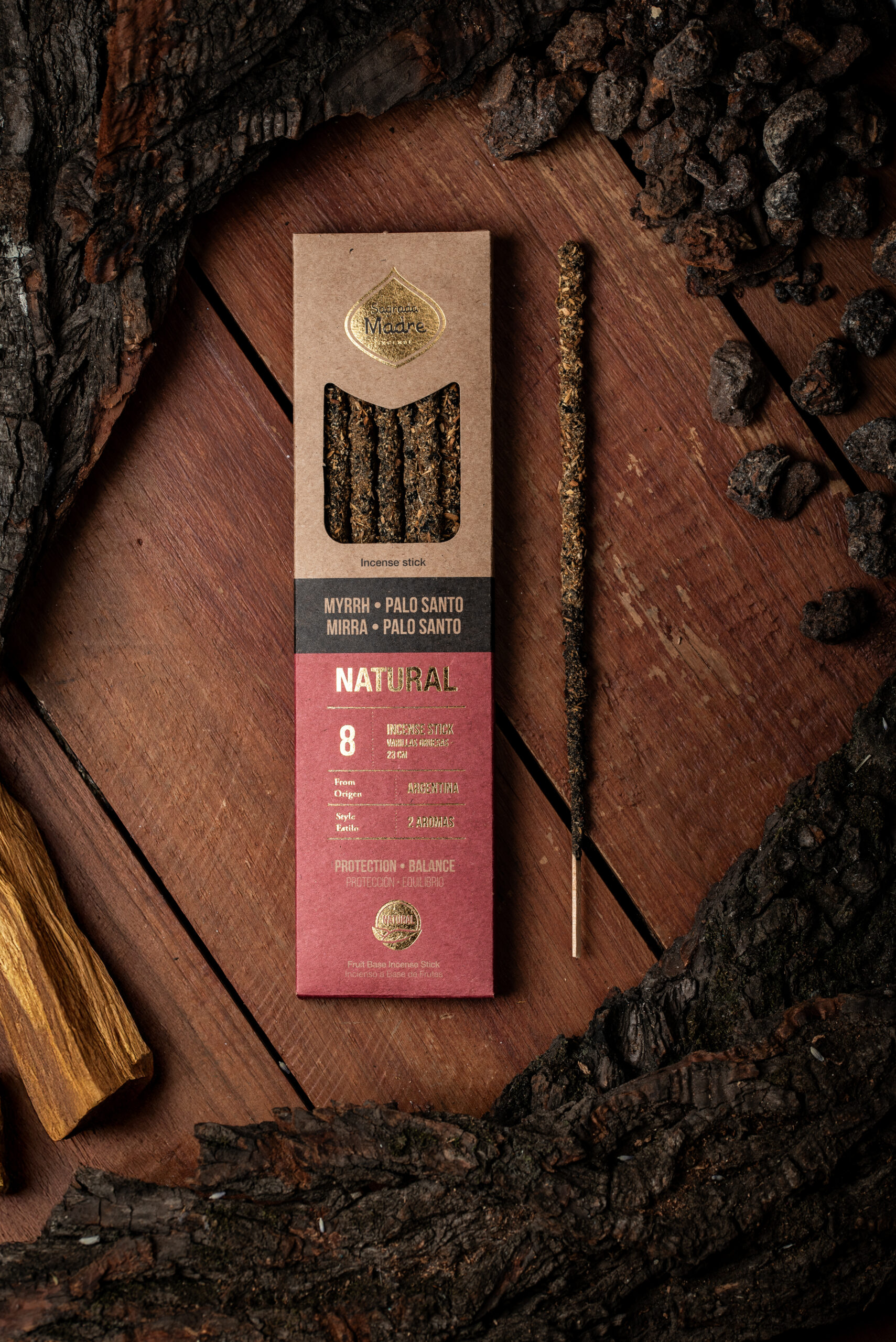 Incienso Natural Doble Aroma - Mirra y Palo Santo - Imagen 3