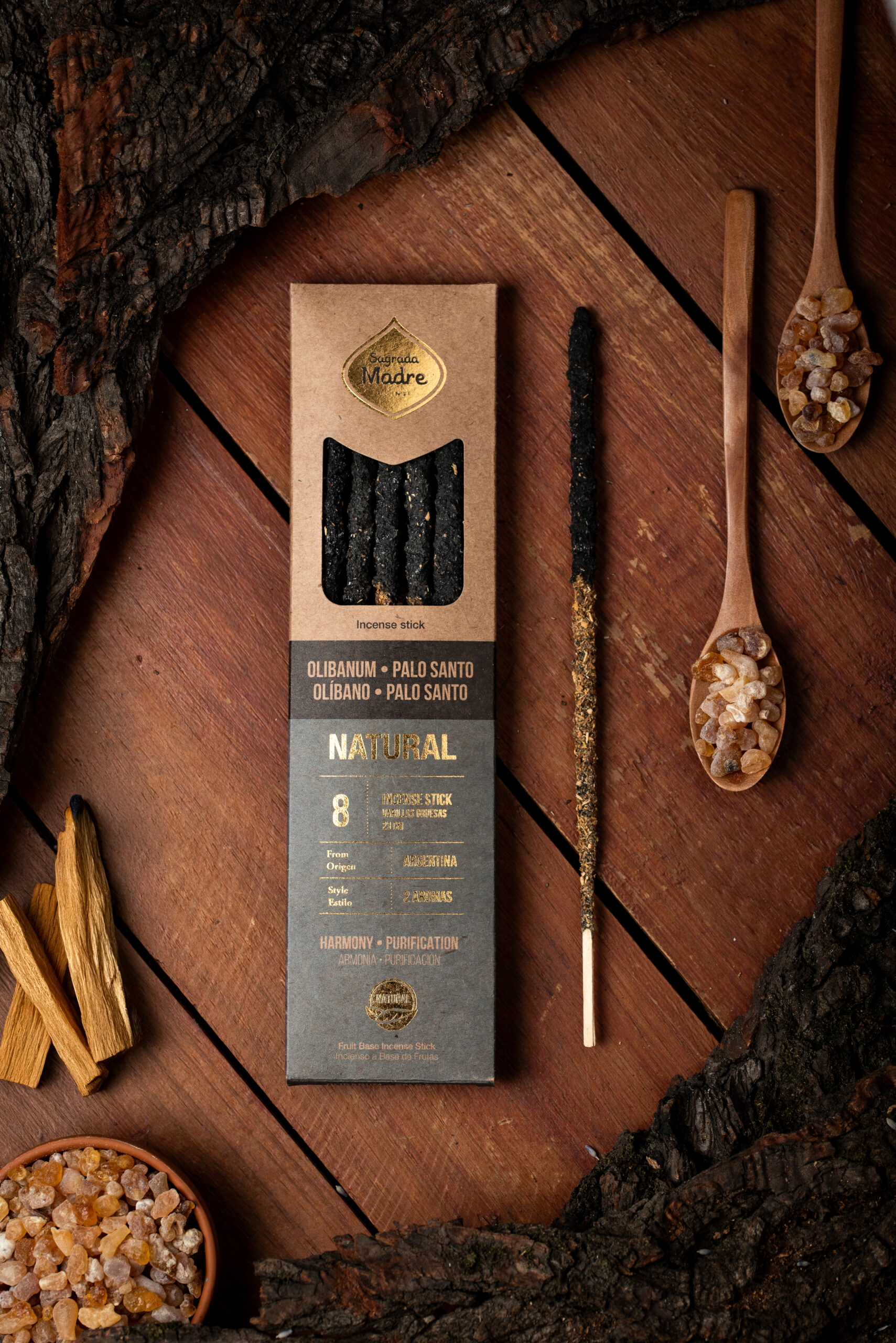 Incienso Natural Doble Aroma - Olíbano y Palo Santo - Imagen 4