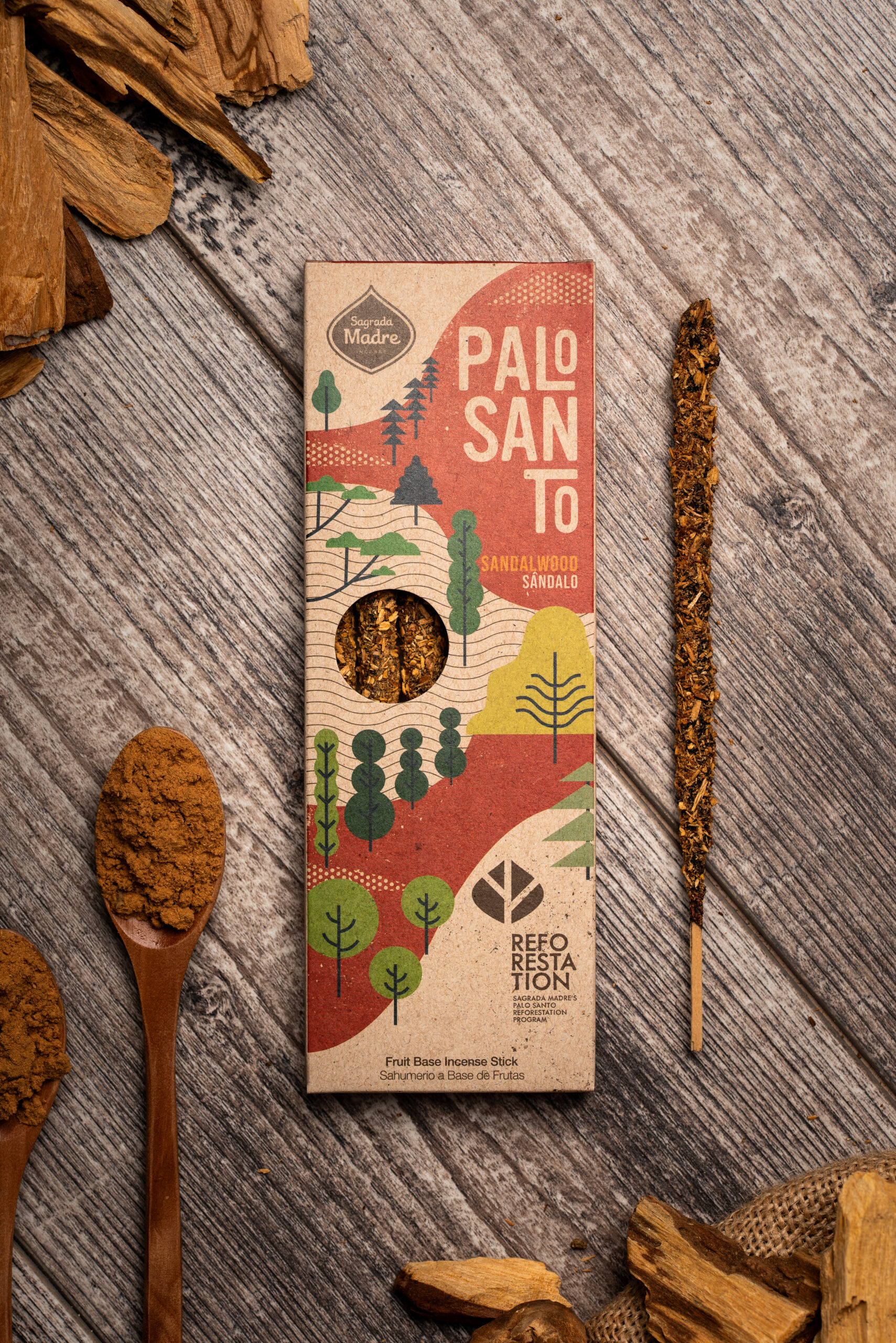 Incienso Linea Palo Santo Sustentable Sandalo x4 Corto - Imagen 3