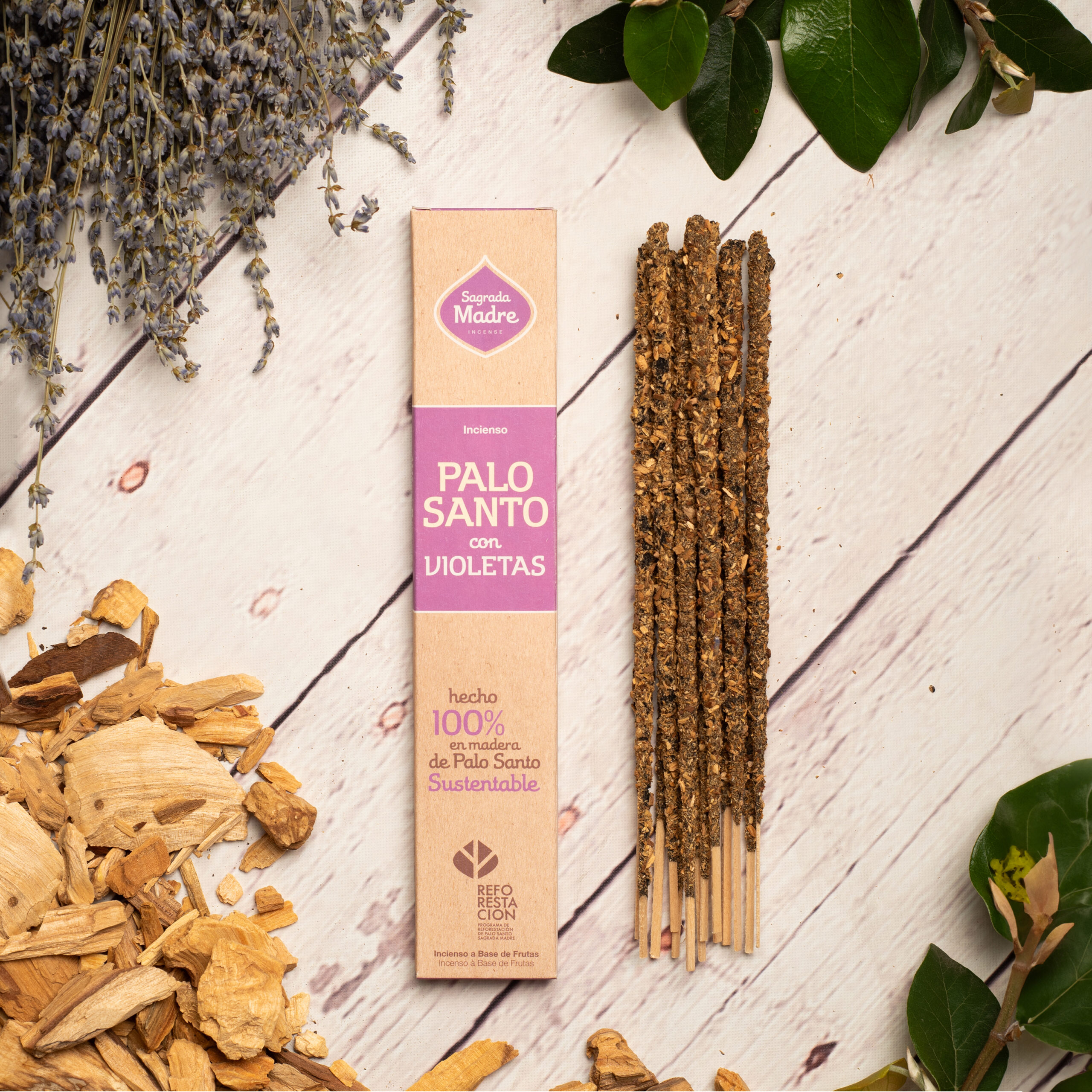 Sahumerio Palo Santo con Violetas - Imagen 2
