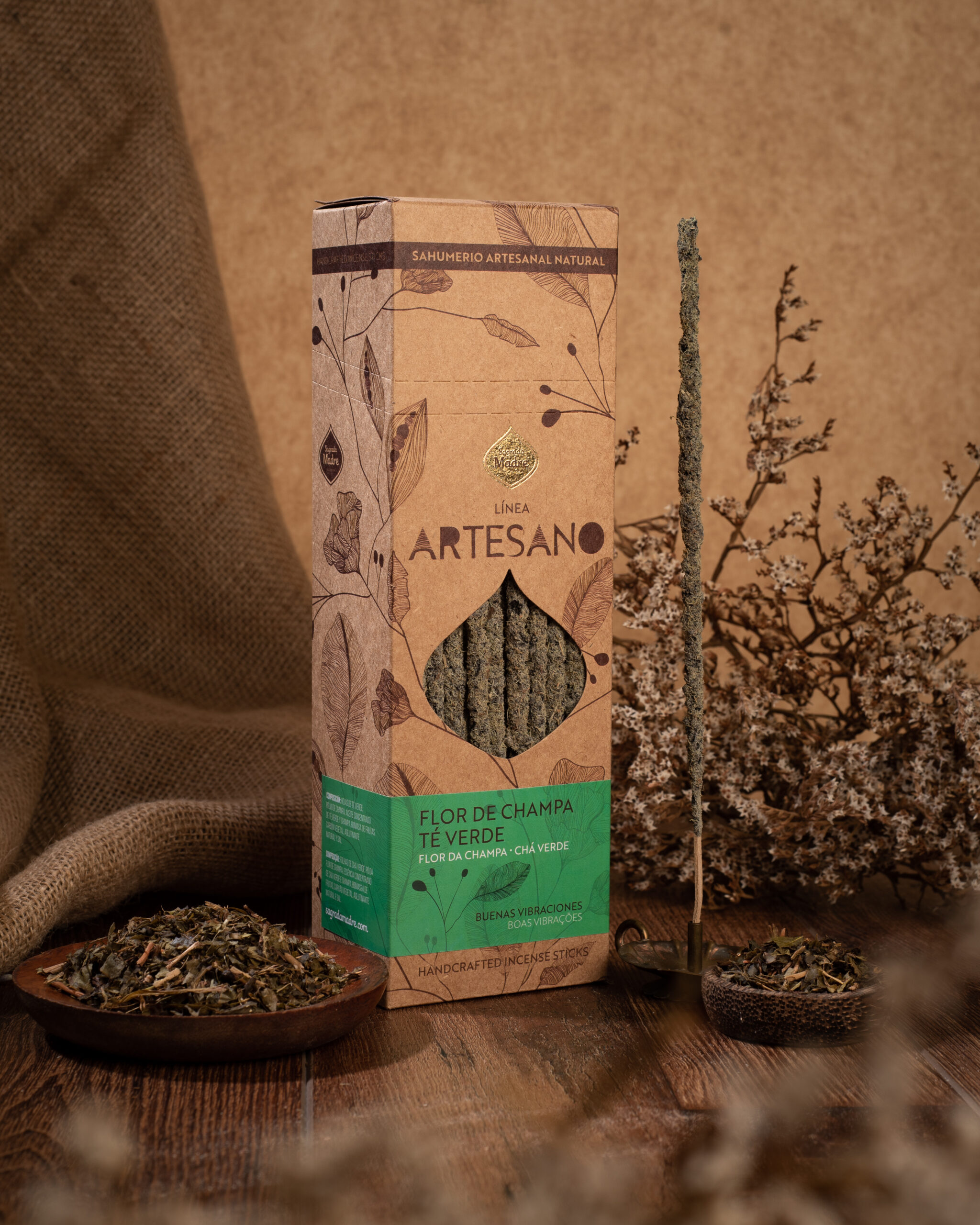 Incienso Artesano Te Verde - Flor de Champa (Unidad)