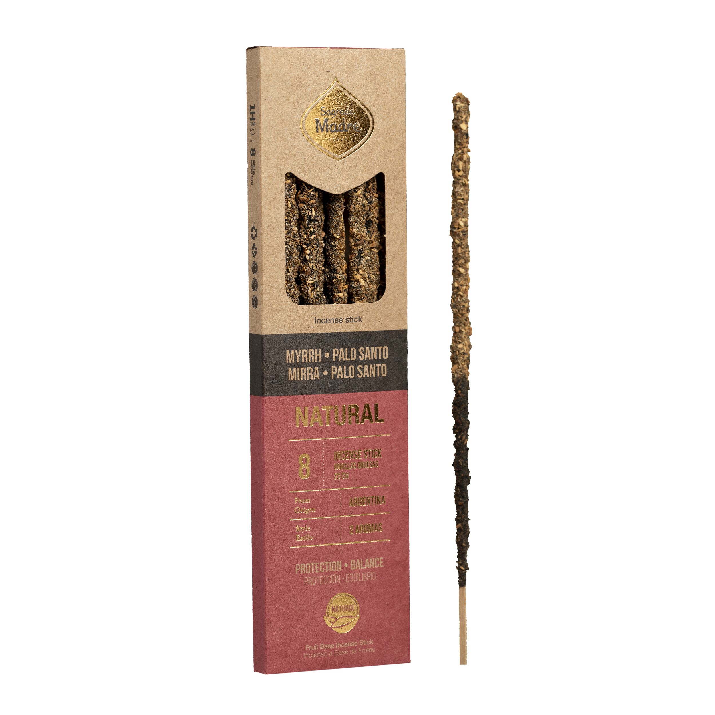 Incienso Natural Doble Aroma Mirra y Palo Santo