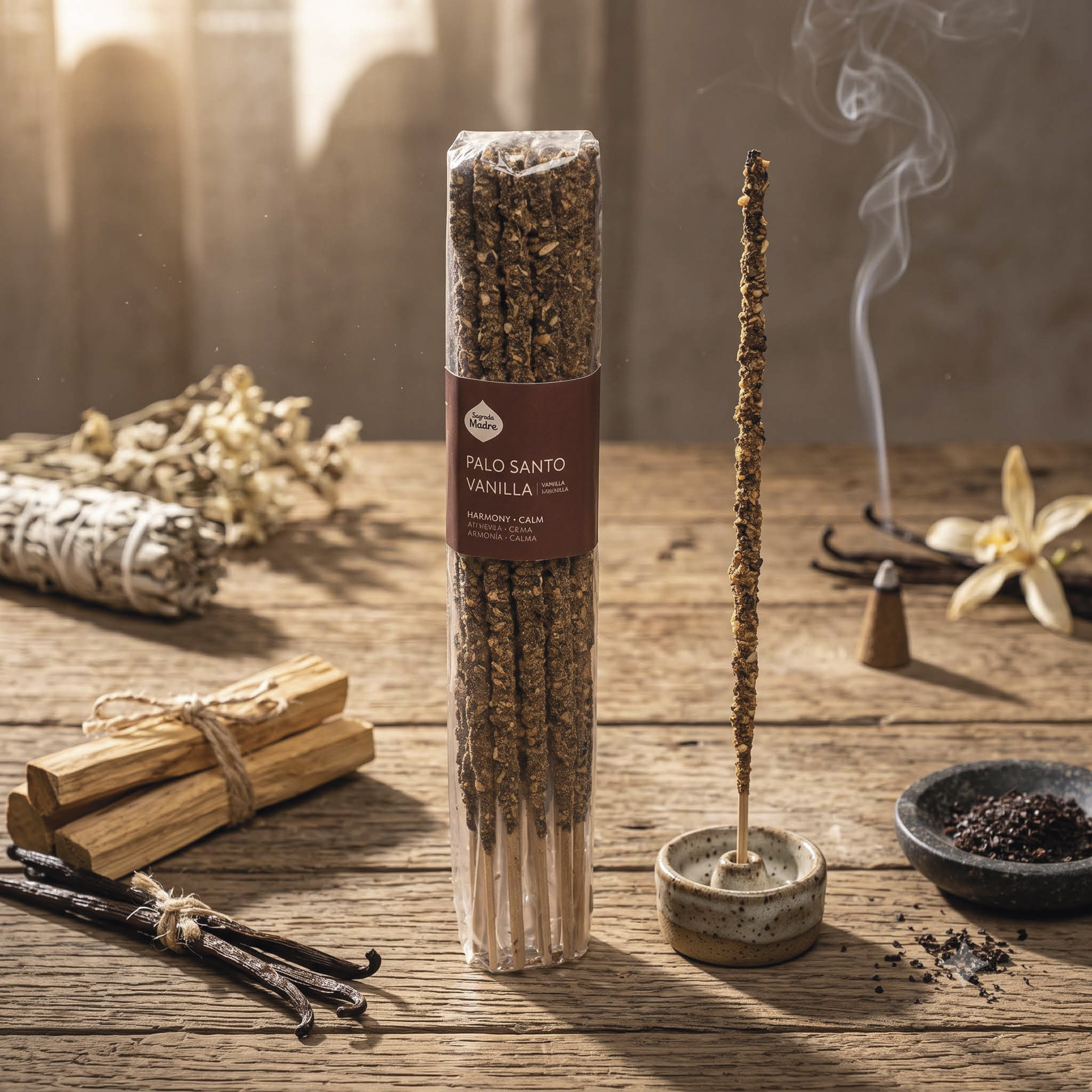 Incienso Sagrada Madre Palo Santo y Vainilla Unidad