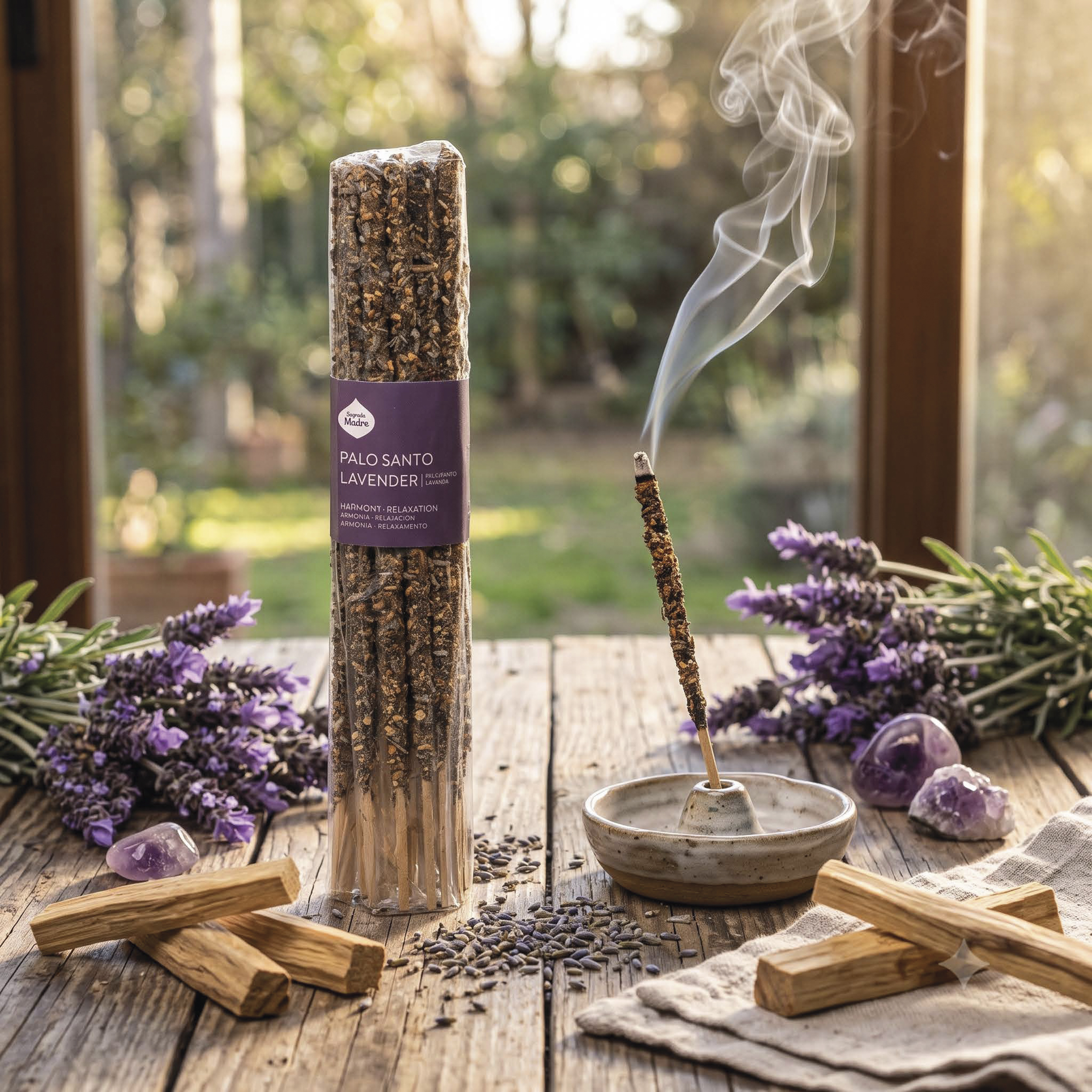 Incienso Sagrada Madre Palo Santo y Lavanda Unidad