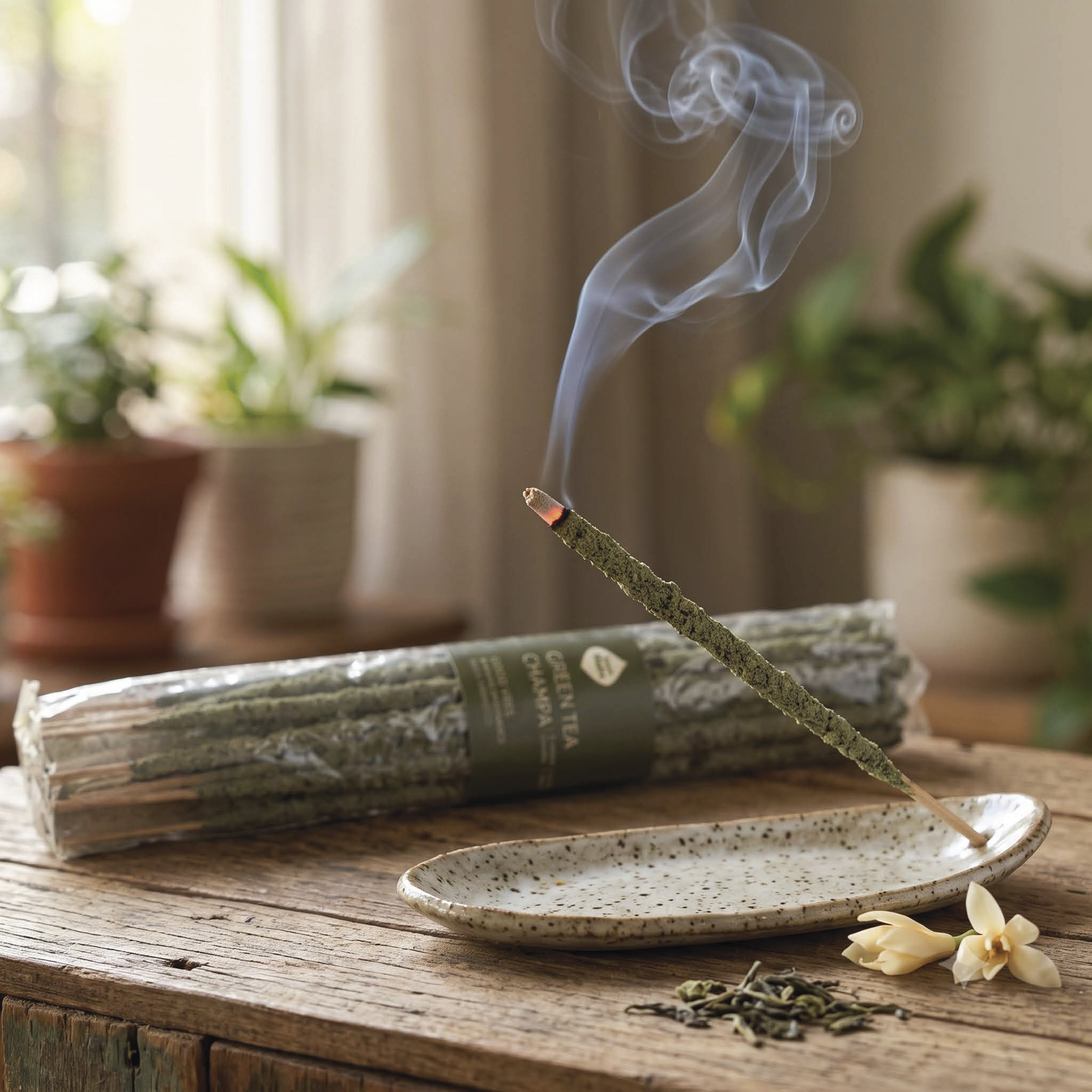 Incienso Sagrada Madre Té Verde y Flor de Champa Unidad