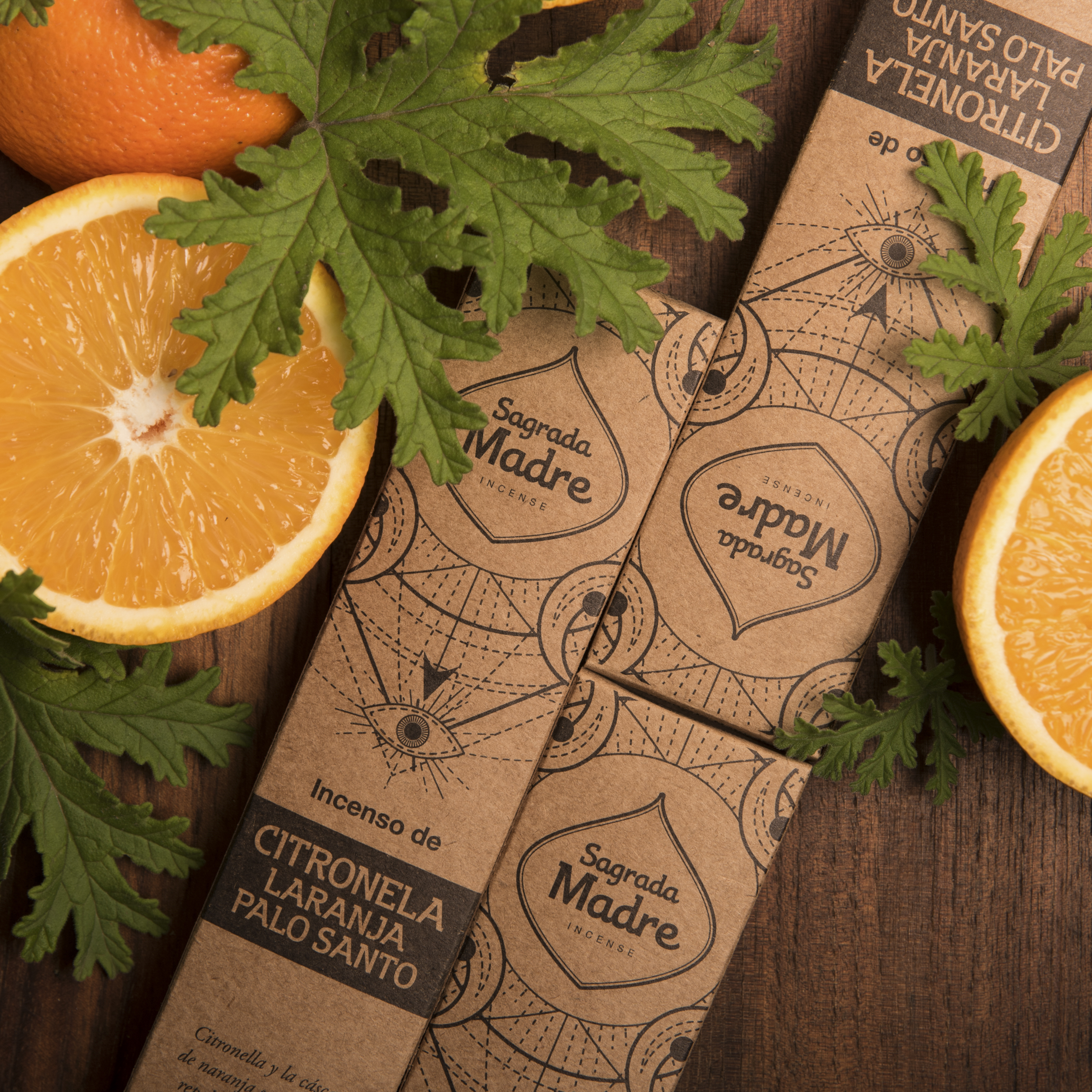Incienso Natural de Citronela, Naranja y Palo Santo