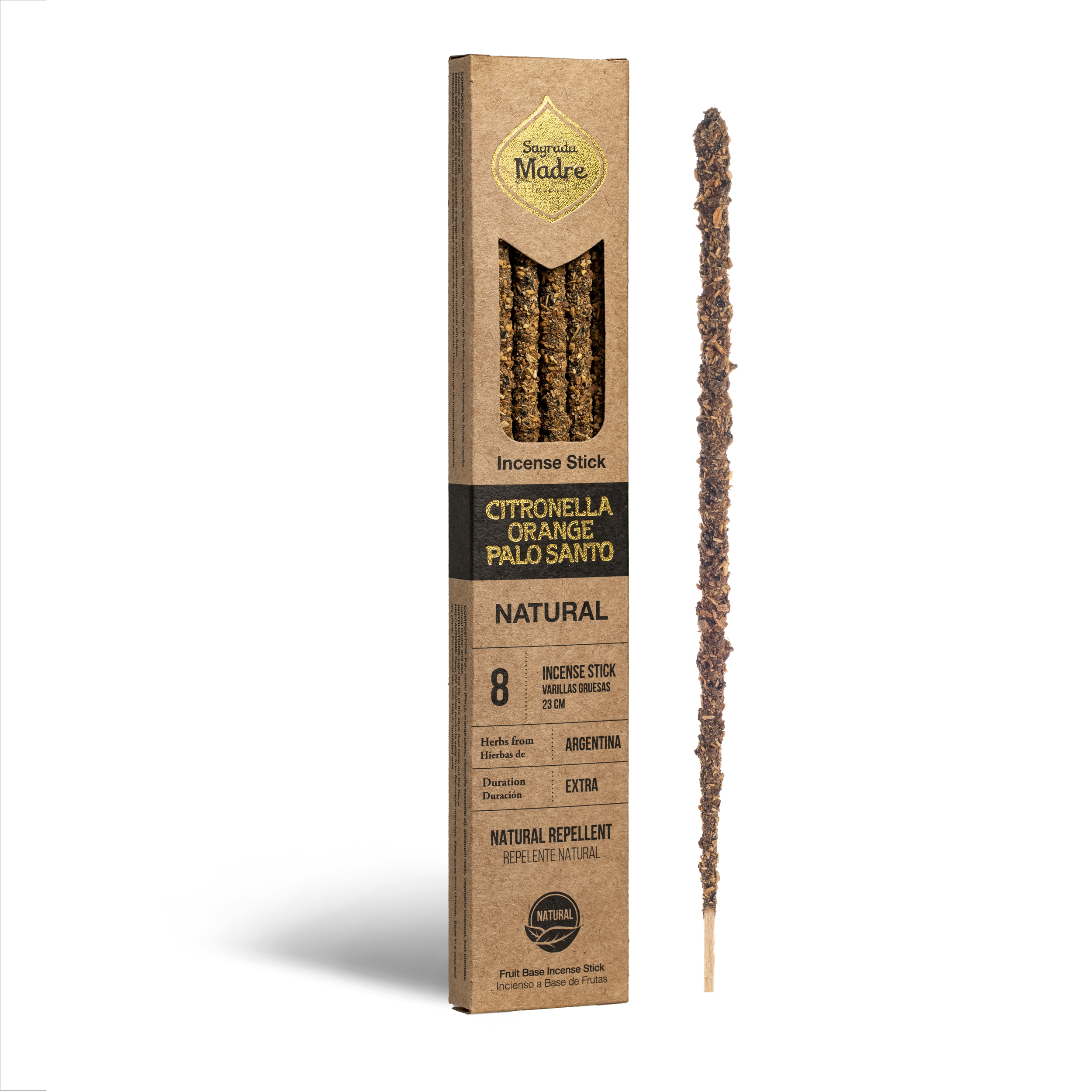 Incienso Natural de Citronela, Naranja y Palo Santo